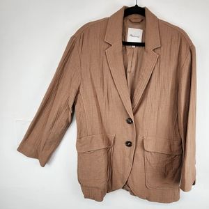 Madewell oversized blazer tan sz medium gauze look